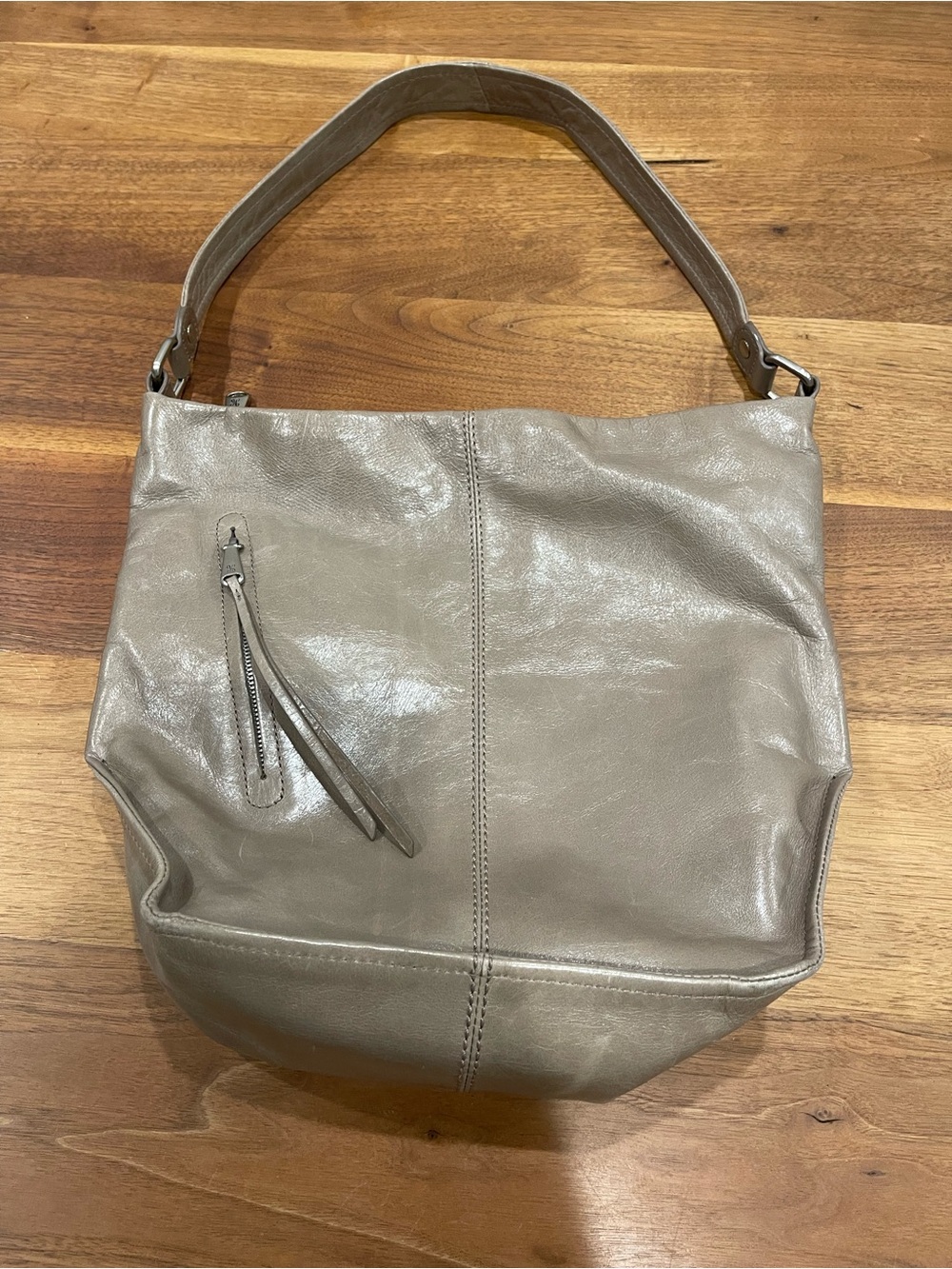 Hobo Leather Shoulder Hobo Bag - Taupe